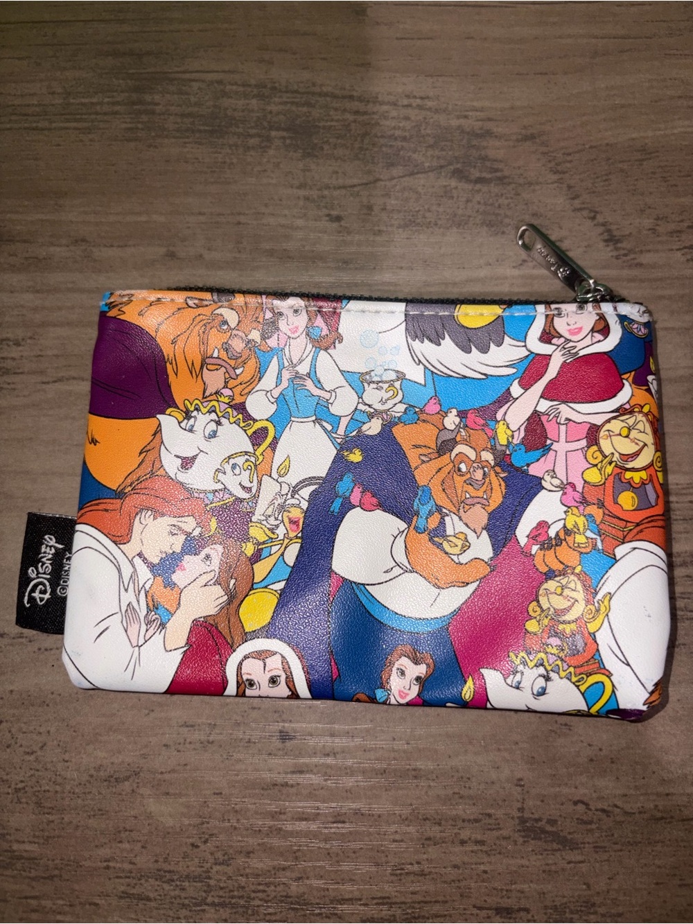 🆕💜Disney Beauty and the Beast Character Print Zip Pouch